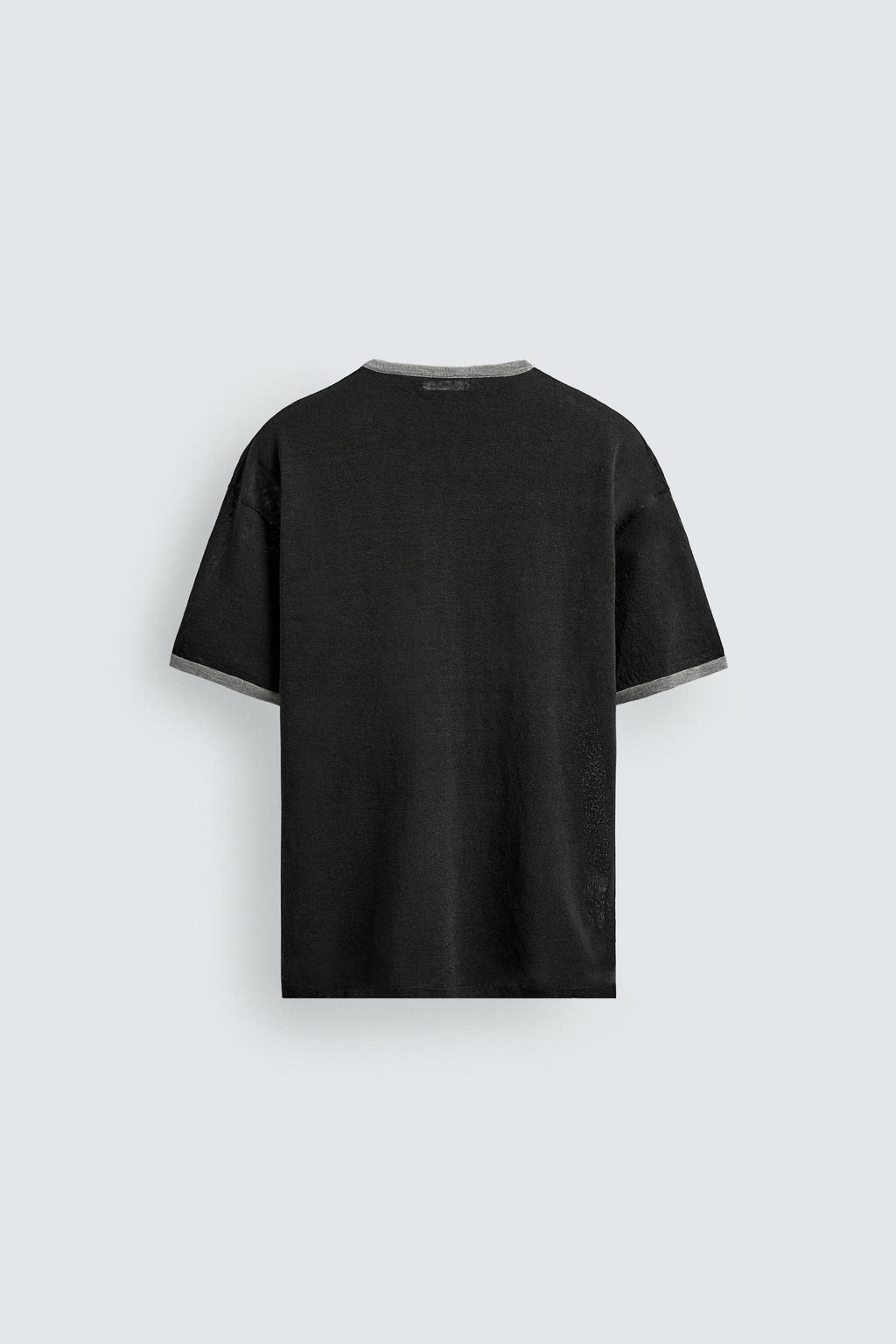 CAMISETA PUNTO MEZCLA LINO CONTRASTE / Negro