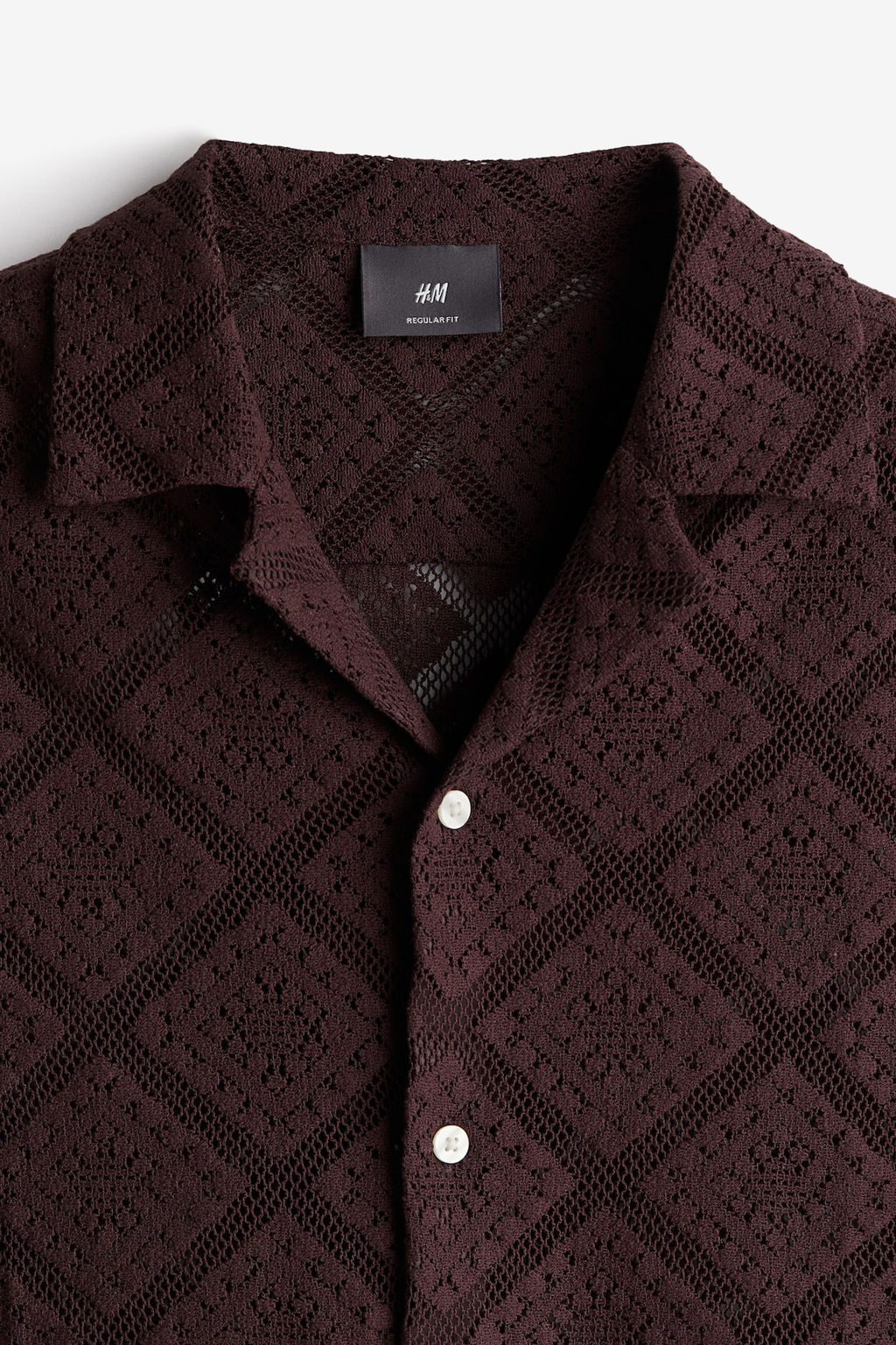 Camisa resort efecto crochet Regular Fit - H&m фото 6