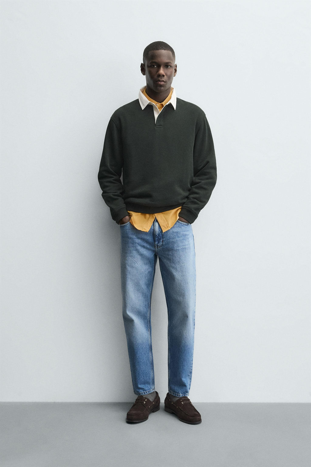 CONTRAST COLLAR POLO SWEATSHIRT - Zara фото 9
