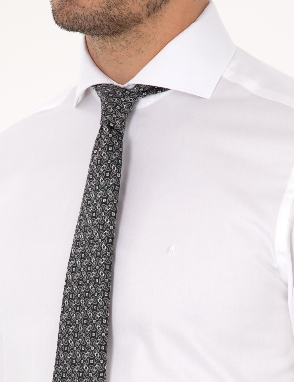 Beyaz Slim Fit %100 Pamuk Tam _talyan Yaka Klasik G_mlek - Cacharel фото 7