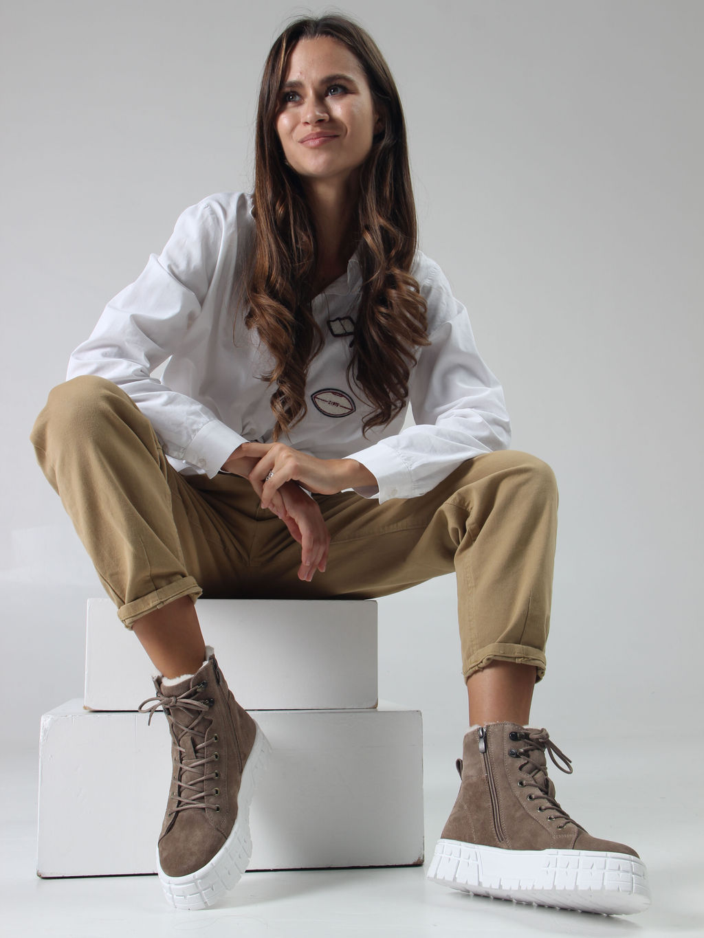 Ботинки 216.212131w. коричневый капучино замша/Шерсть