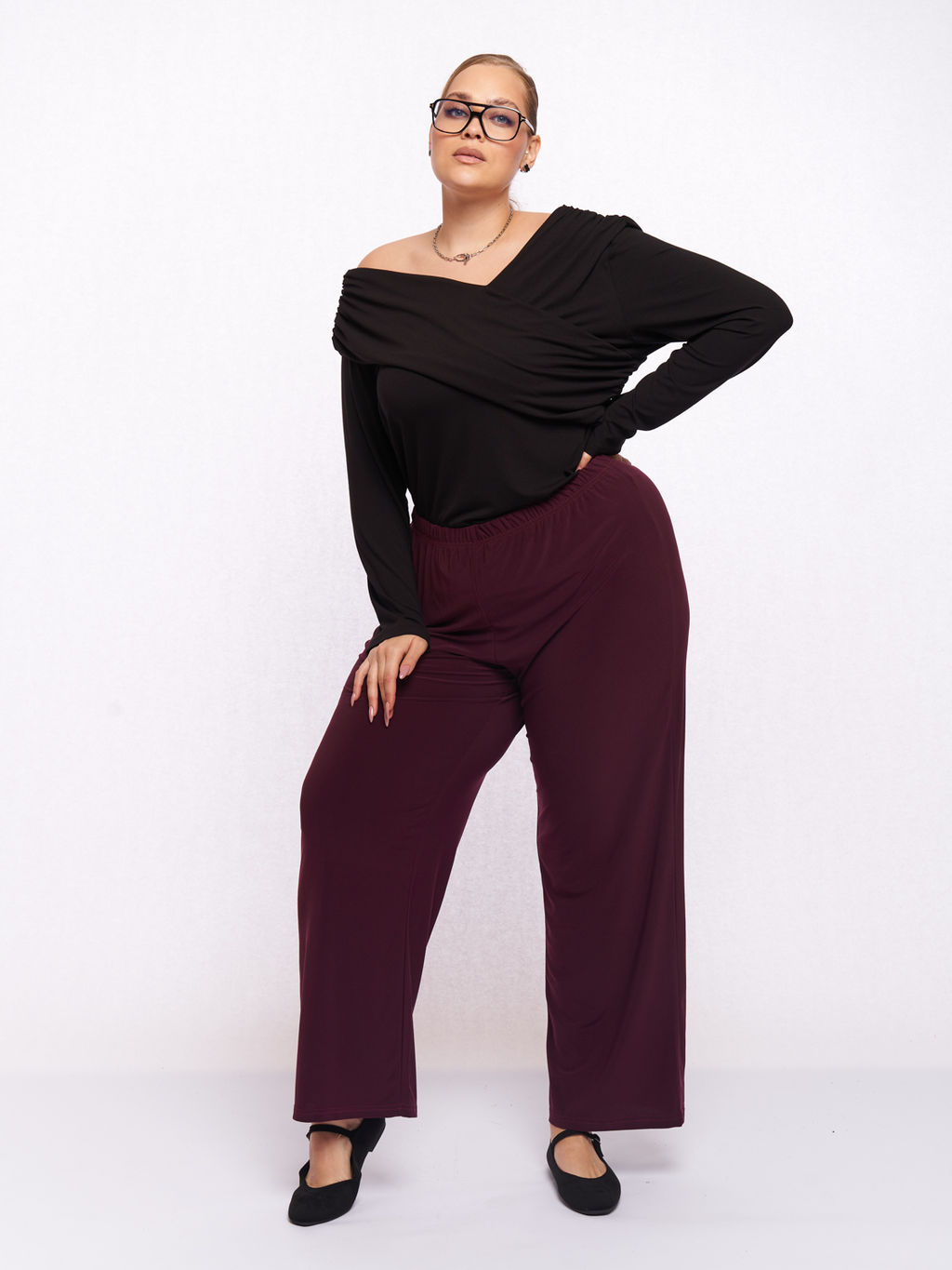 Брюки из холодного трикотажа TBB12007PUR39