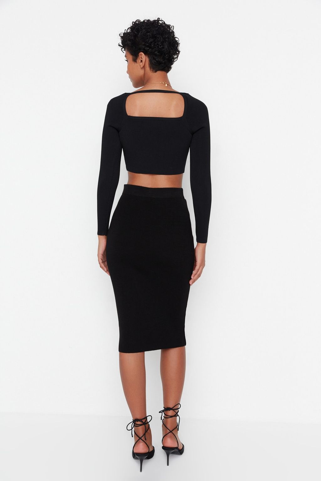 TRENDYOLMILLA Siyah Midi Kalem Triko Etek TWOAW20DU0006  фото 13