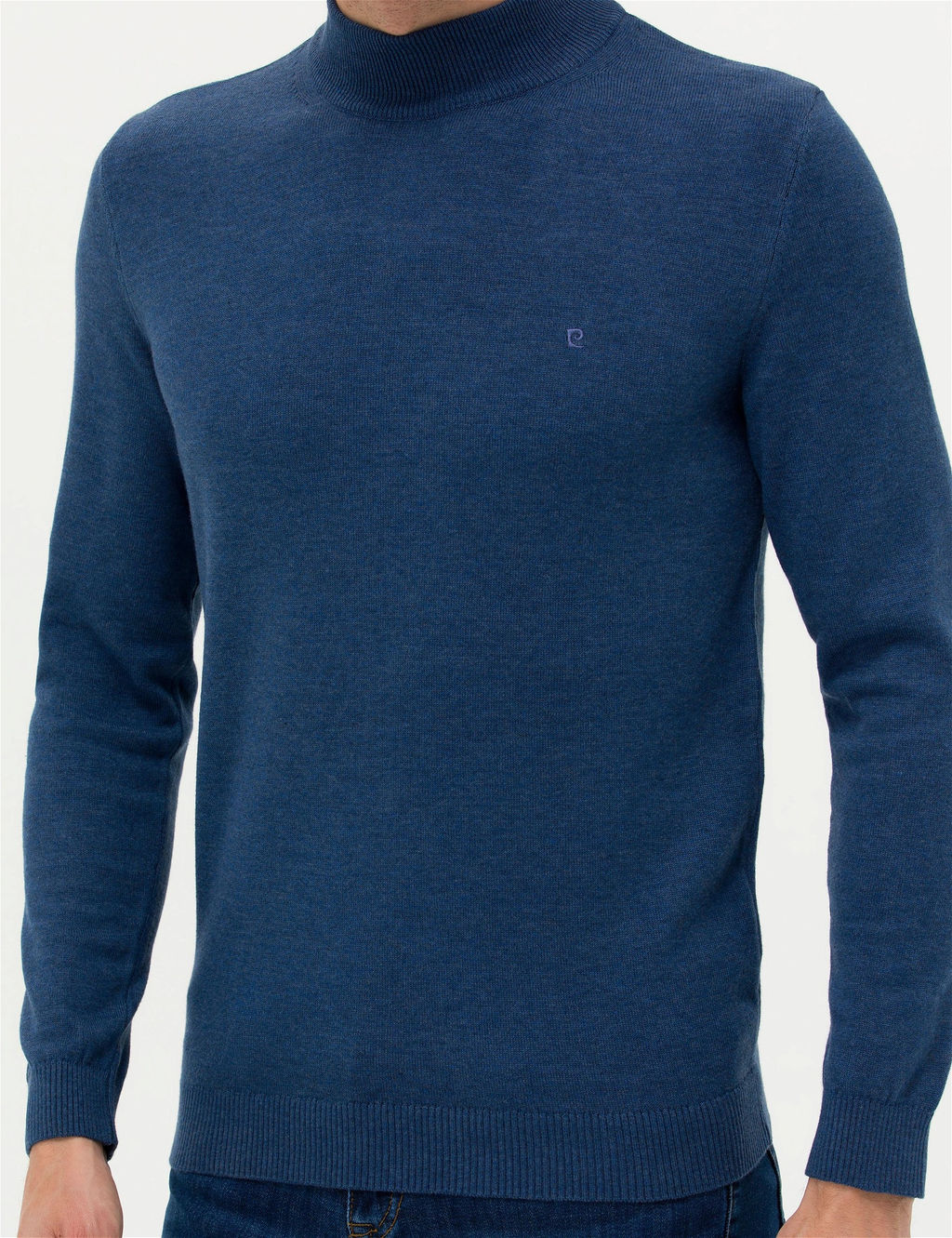 _ndigo Melanj Slim Fit Yar_m Bal_k__ Yaka Basic Triko Kazak - Pierre cardin фото 6