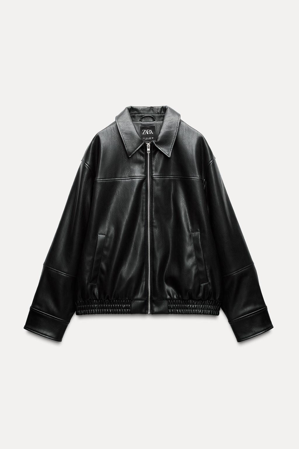 LEATHER EFFECT BOMBER JACKET - Zara фото 4