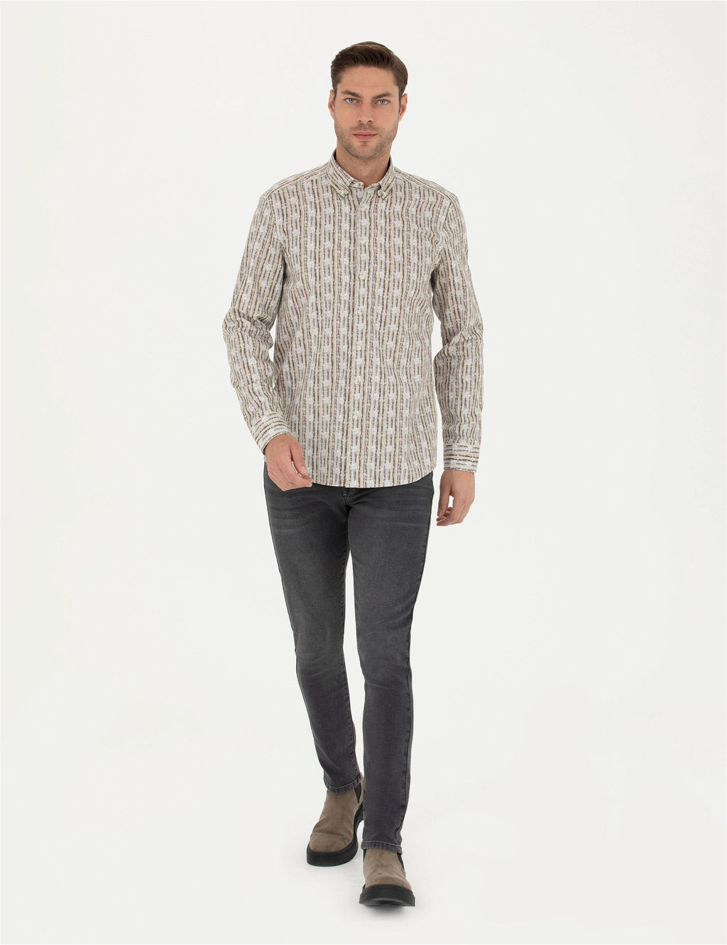 Haki Regular Fit Uzun Kollu G_mlek