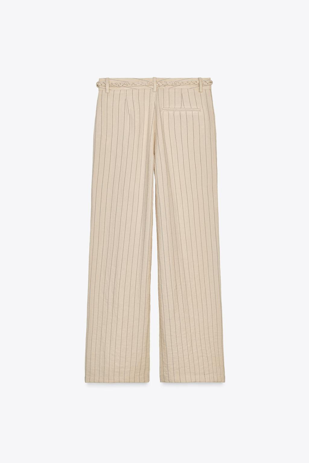 STRIPED TROUSERS WITH BRAIDED BELT - Zara фото 8