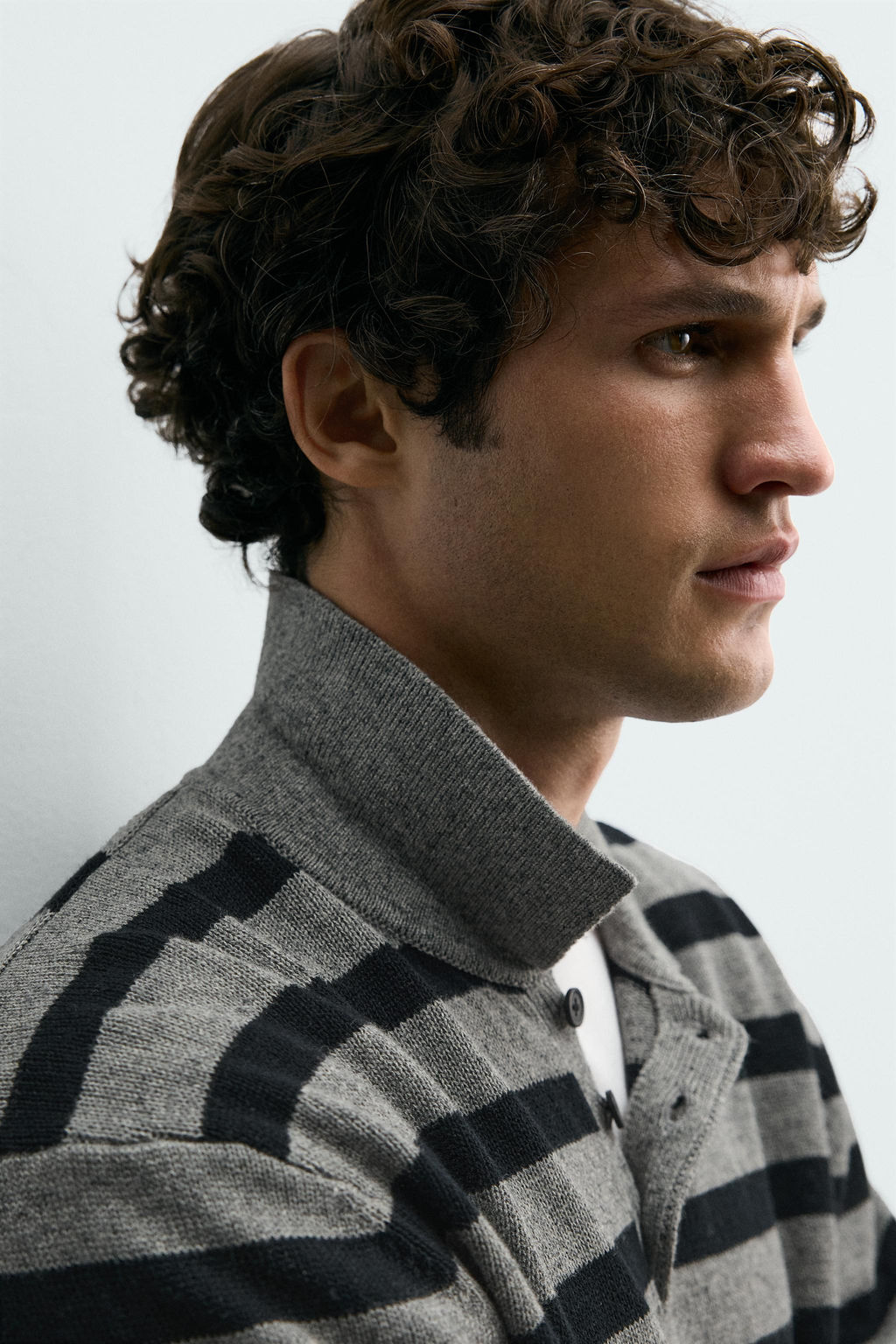 POLO PUNTO ALGOD?N - LINO RAYAS / Gris medio