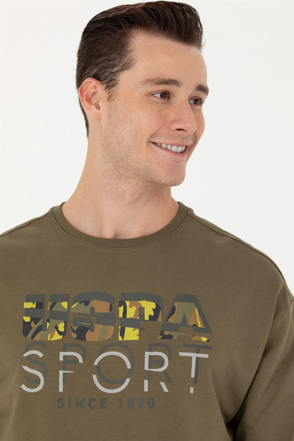 Свитшот мужской U. S. Polo Assn цвета хаки из хлопка - U.s. polo assn фото 10