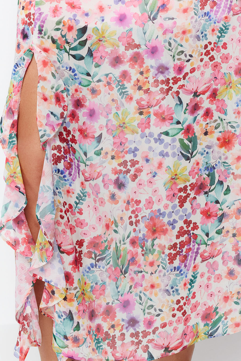 Pembe Cicekli F?rf?rl? Sifon Astarl? Maxi Dokuma Elbise TWOSS24EL00149 - Trendyolmilla фото 6