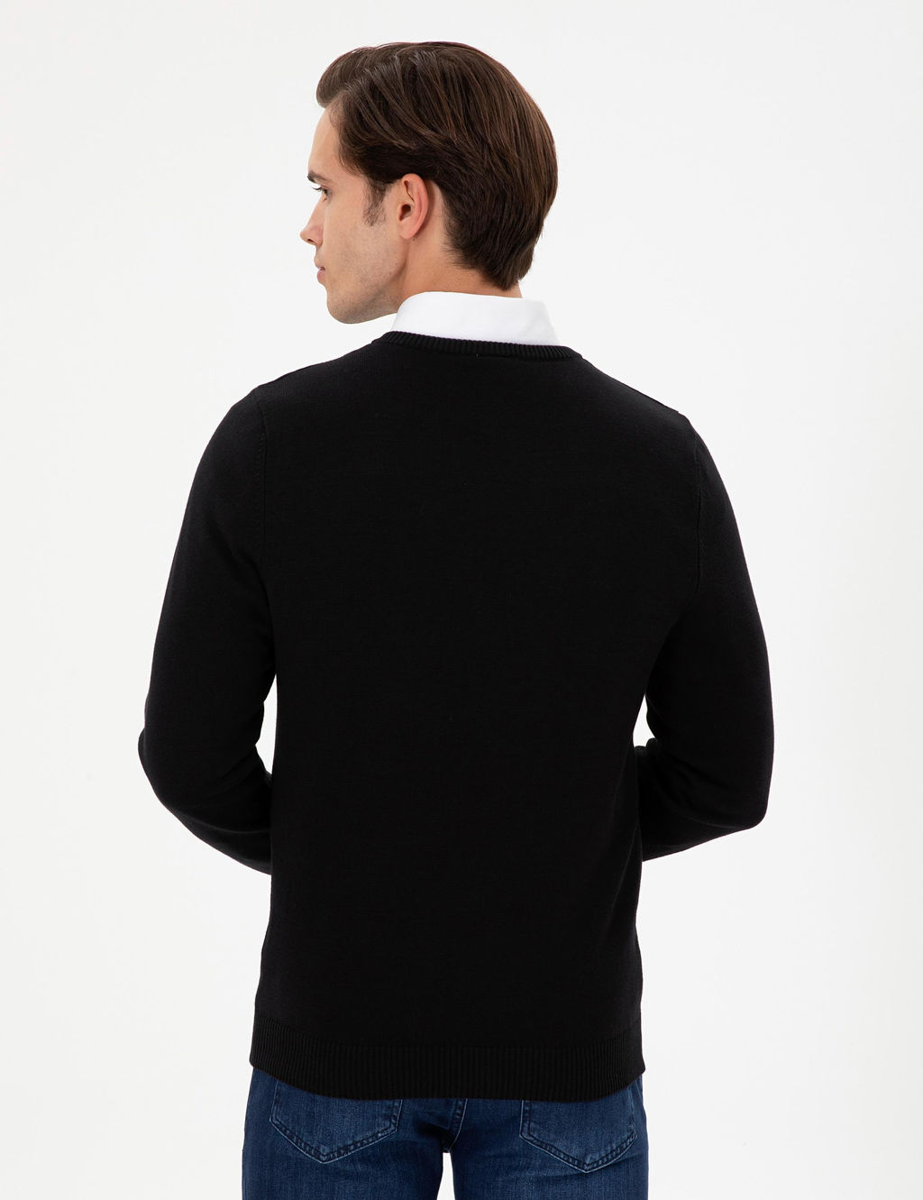 Erkek Slim Fit V Yaka Siyah Basic Kazak - U.s. polo assn фото 5