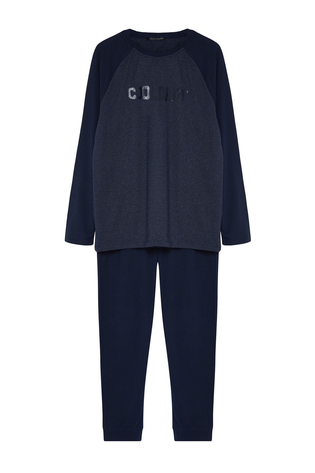 TRENDYOL MAN Siyah-Antrasit Regular Fit Bask?l? Reglan Kol Orme Pijama Tak?m? TMNAW23PT00032 - Trendyolmilla фото 7