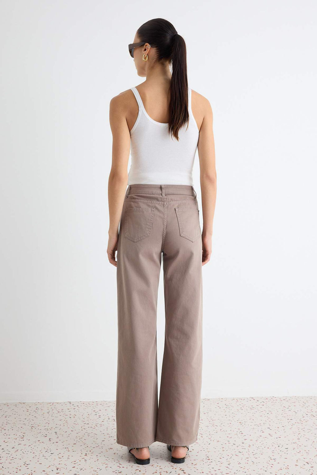 Vizon %100 Pamuk Y_ksek Bel Wide Leg Jeans TWOAW27JE00108 - Trendyolmilla фото 5