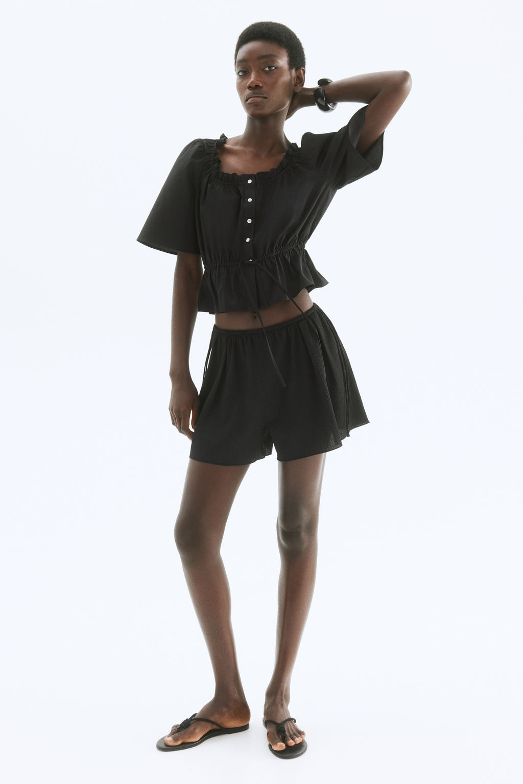 Blusa de algod?n con ribetes de volante - H&m фото 7