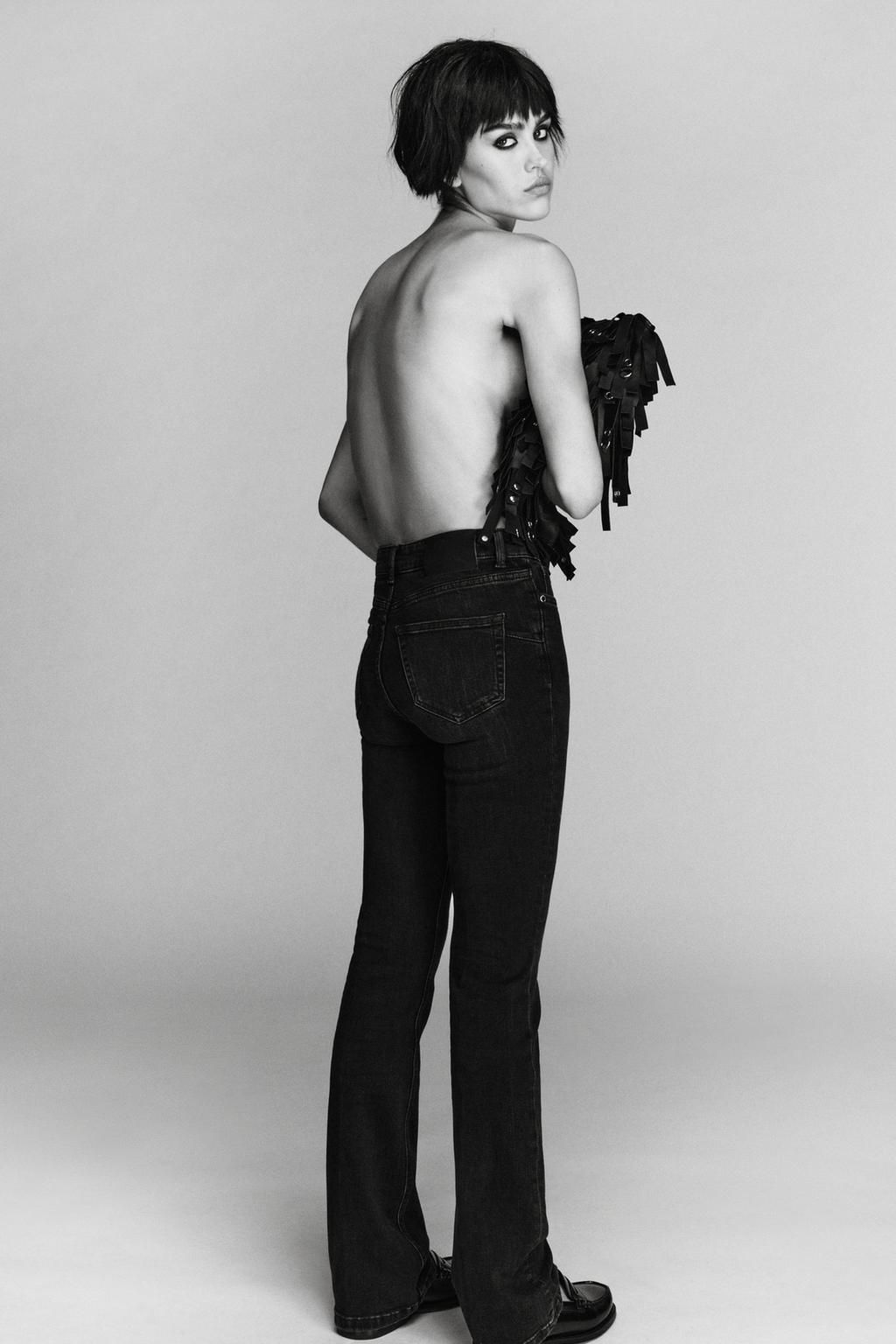 ZW COLLECTION MID-WAIST BOOTCUT CONTOUR JEANS - Zara фото 5