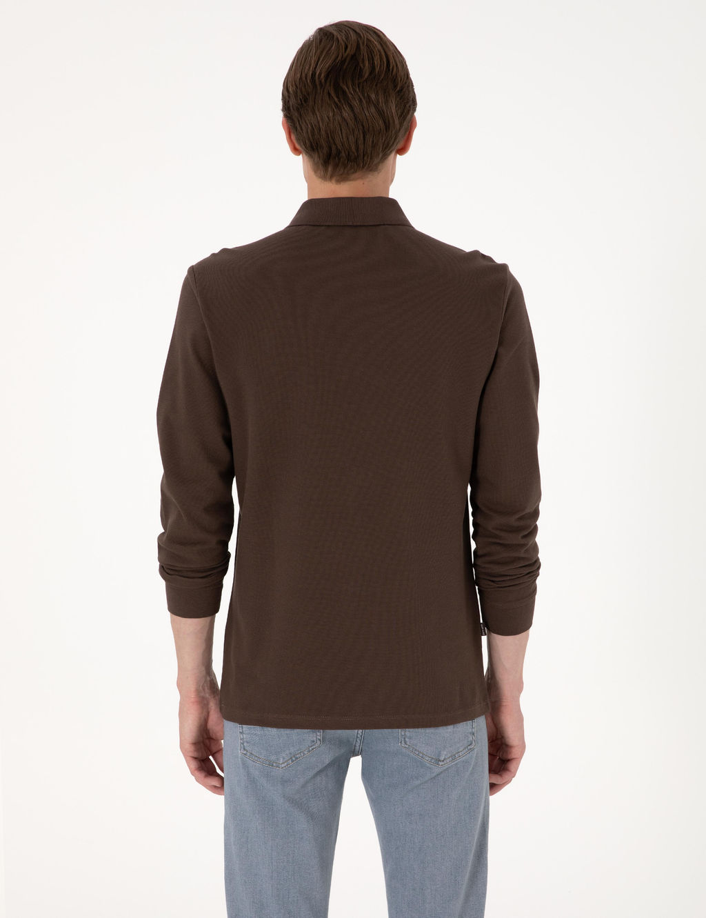 Koyu Kahverengi Slim Fit K_vr_lmaz Polo Yaka Basic Pike Sweatshirt - Pierre cardin фото 5