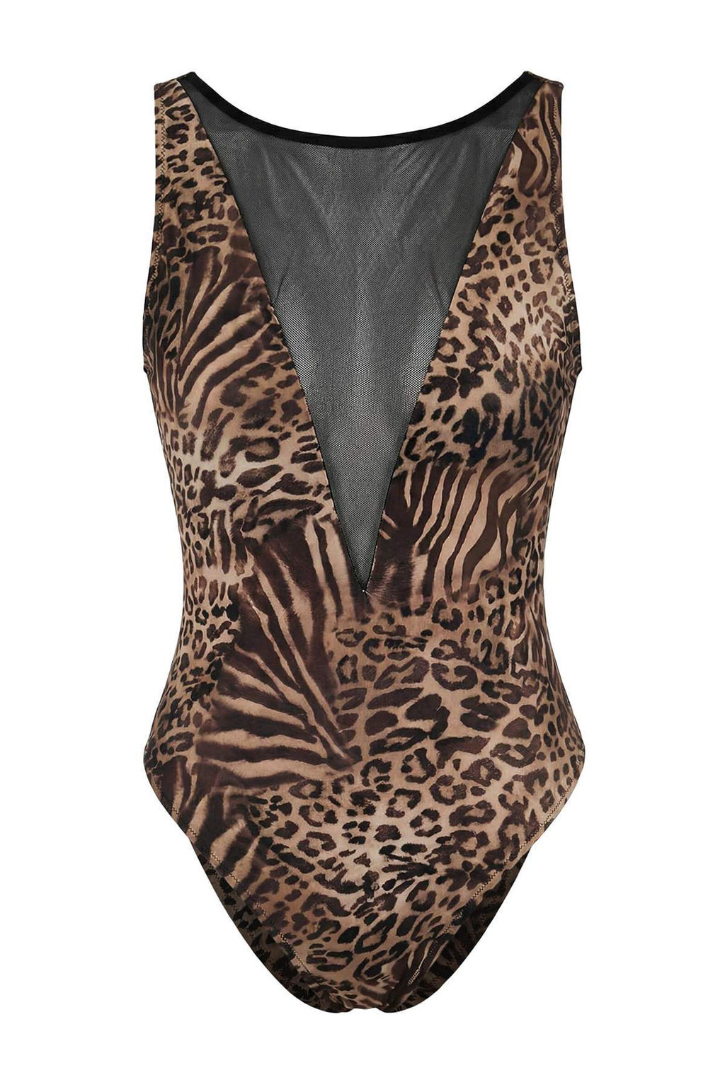 Leopar Desenli Mesh Detayl? Halter Yaka Kapl? Brazilian Mayo TBESS26MA00028