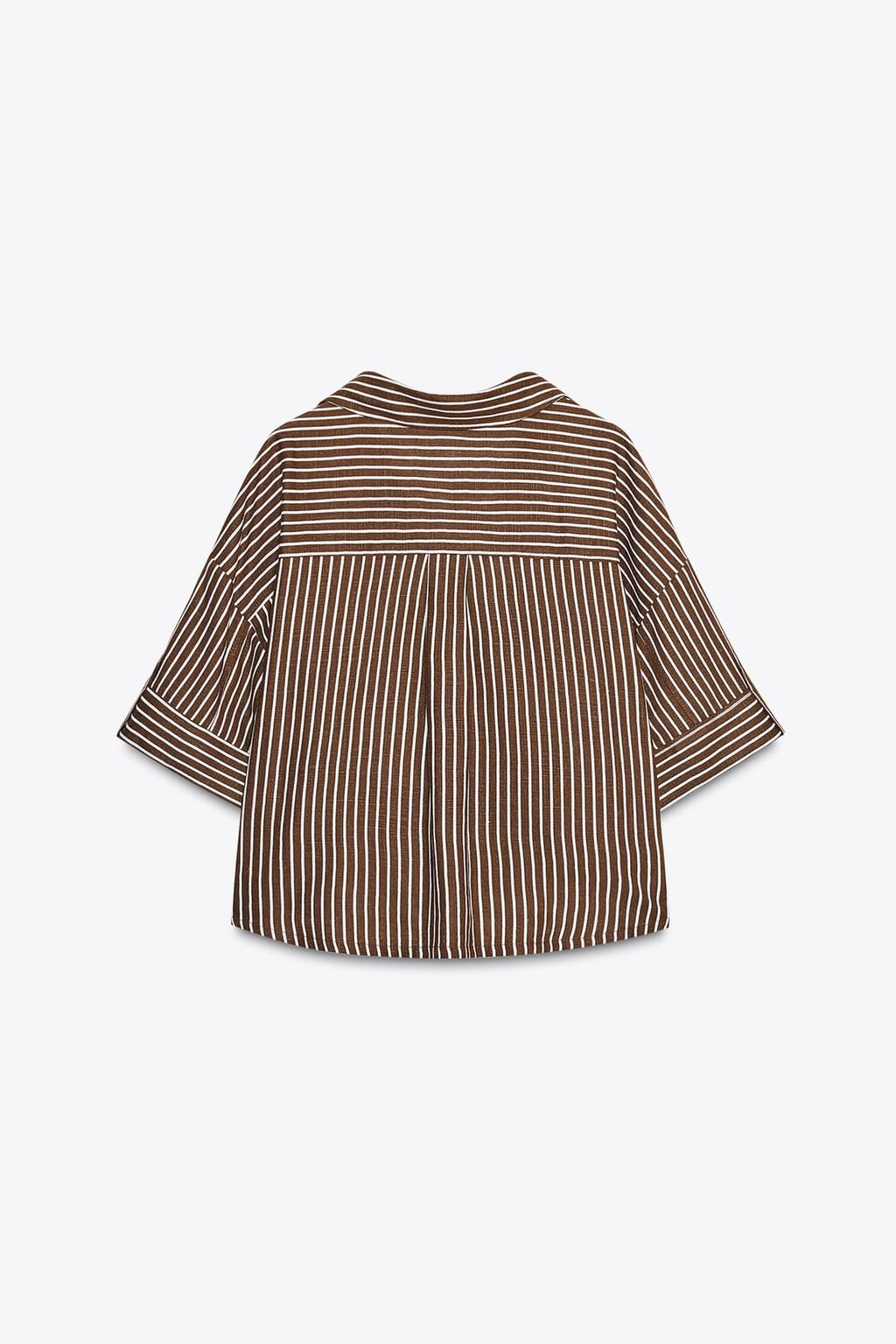 CROPPED LINEN BLEND SHIRT - Zara фото 40