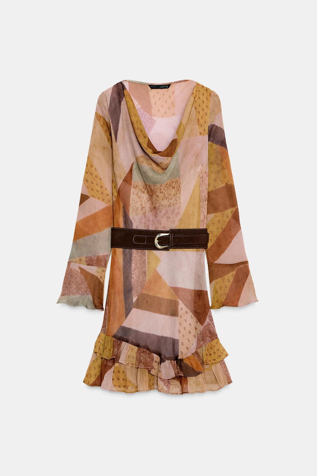 MINI PATCHWORK PRINT DRESS WITH BELT - Zara фото 6