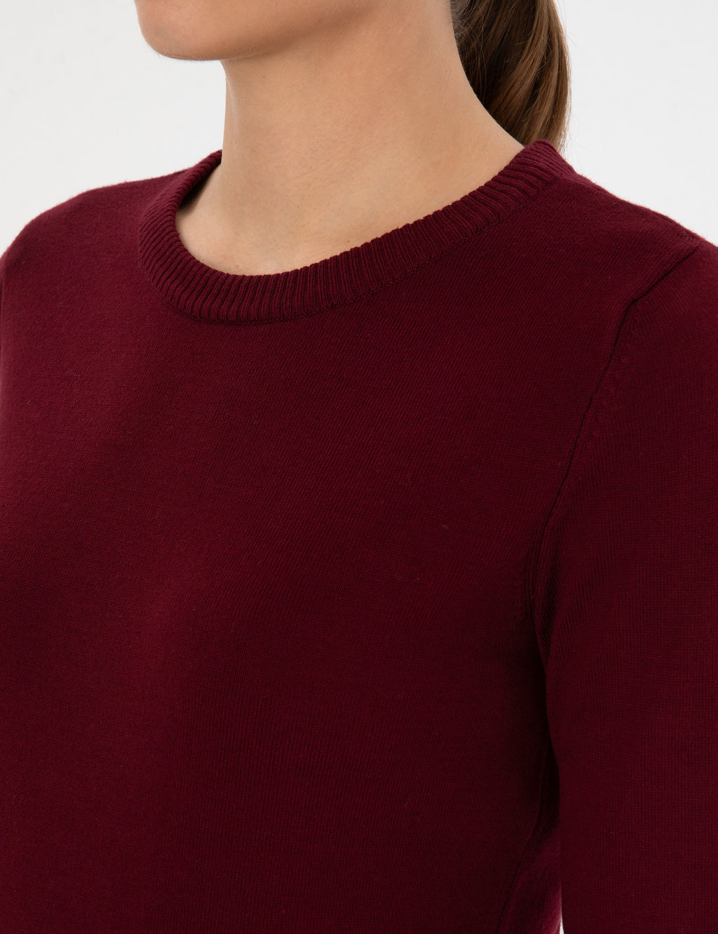 Vi_ne Slim Fit Bisiklet Yaka Basic Kazak