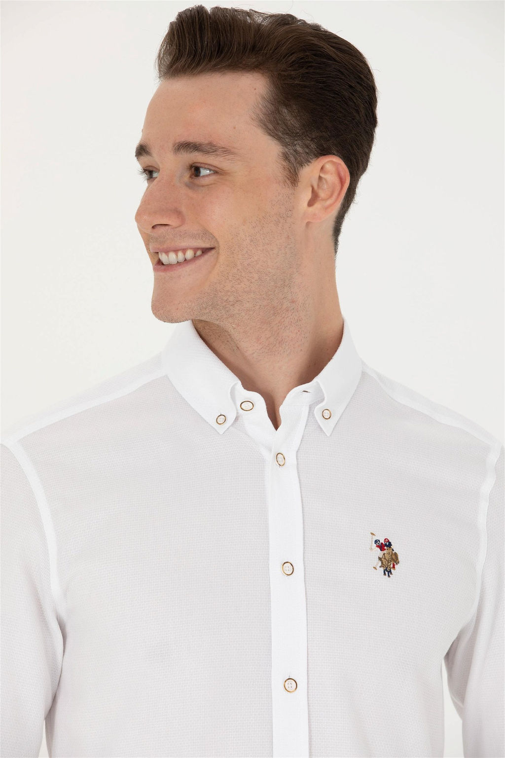 U. S. Polo Assn Мужская белая базовая рубашка с длинным рукавом - U.s. polo assn фото 9