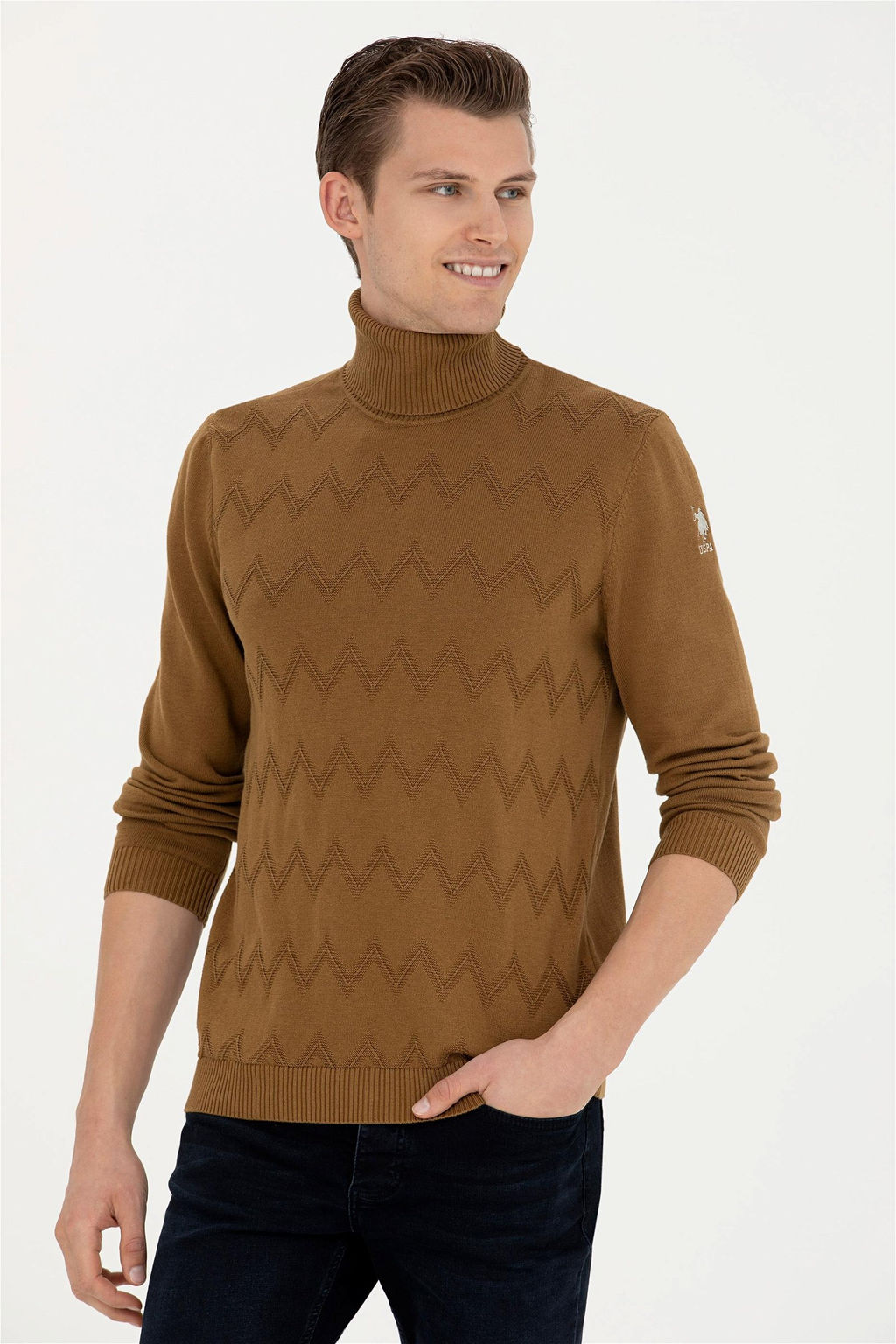 Мужской легкий свитер цвета хаки - U.s. polo assn фото 10