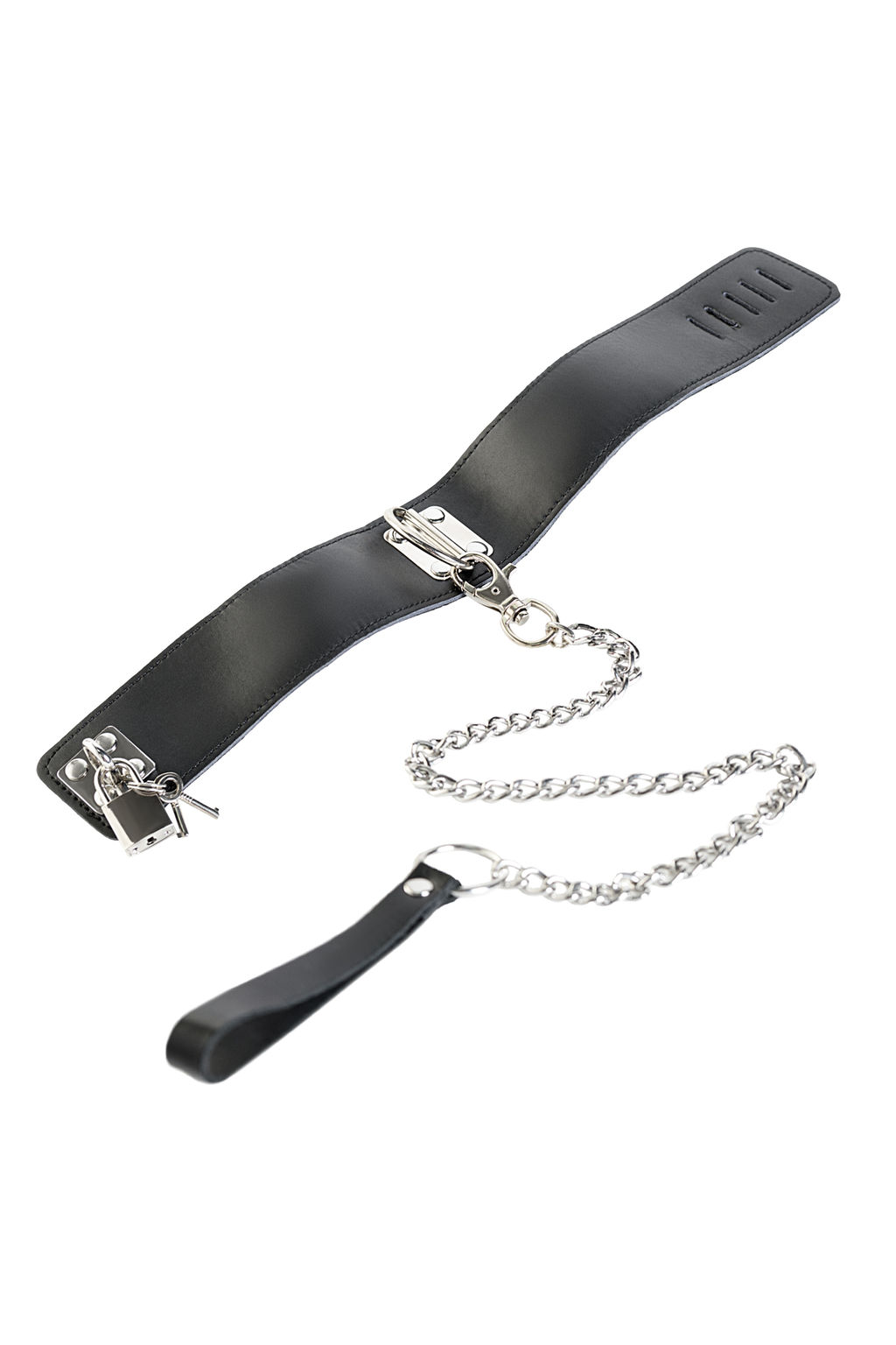 Ошейник TOYFA Theatre кожаный с поводком черный  фото 4