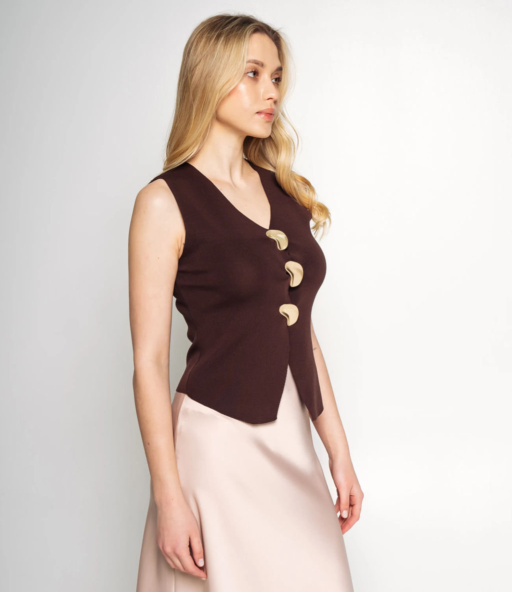 Жилет #КТ31050, шоколадный - Dommod фото 2