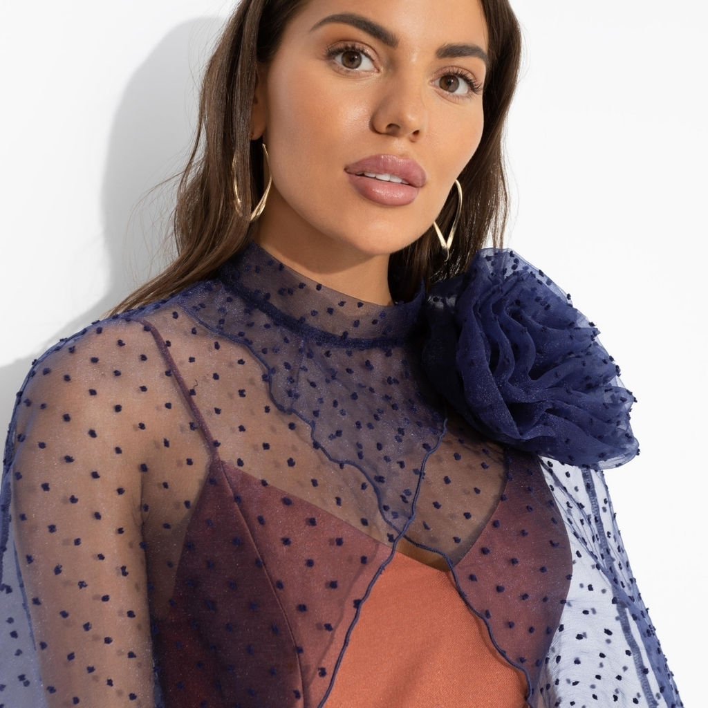 Болеро со съемным декором, Деловой взгляд (синее, с брошкой) - Charutti фото 3