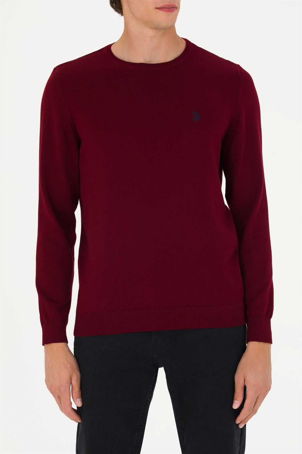 U. S. Polo Assn Мужской бордово-красный базовый свитер - U.s. polo assn фото 6