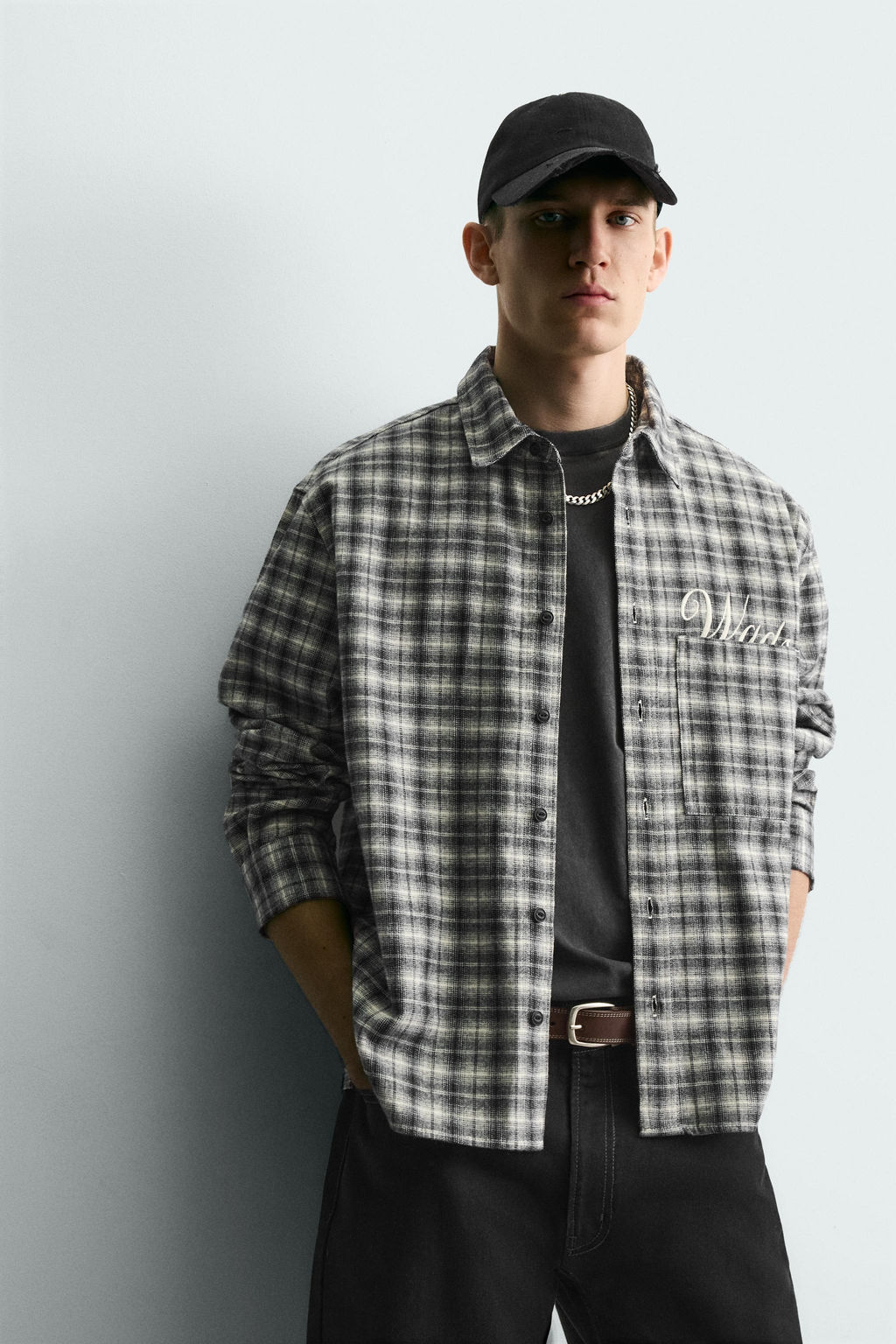 EMBROIDERED CHECK FLANNEL SHIRT - Zara фото 5