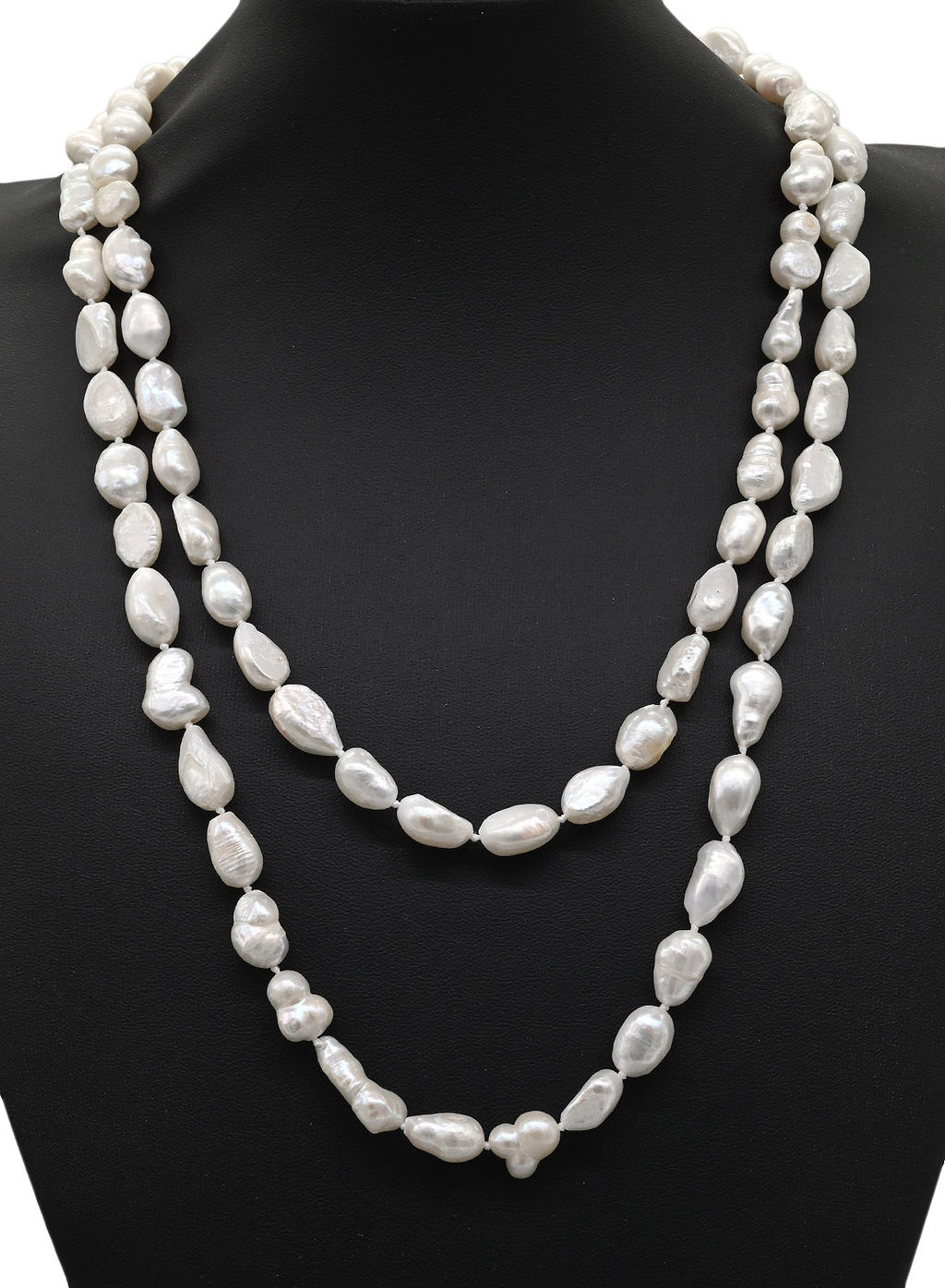 Бусы длинные из жемчуга барокко 8*10мм цвет белый, 110см