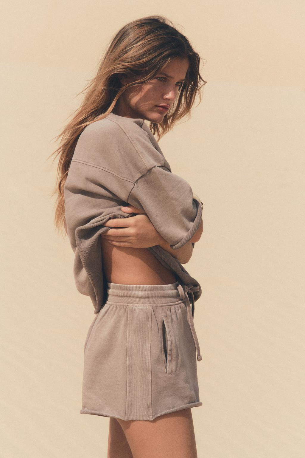 FADED-EFFECT FLEECE SHORTS - Zara фото 14