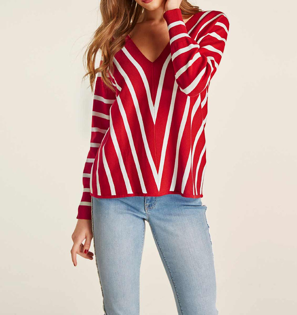 Пуловер, красно-белый - Heine фото 5