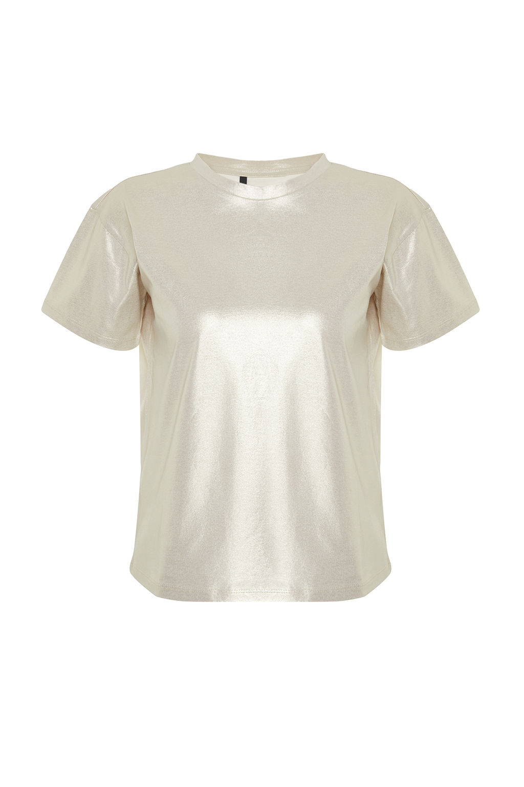 Alt?n Varak Bask?l? Regular/Normal Kal?p Orme Bluz TWOSS24BZ00097