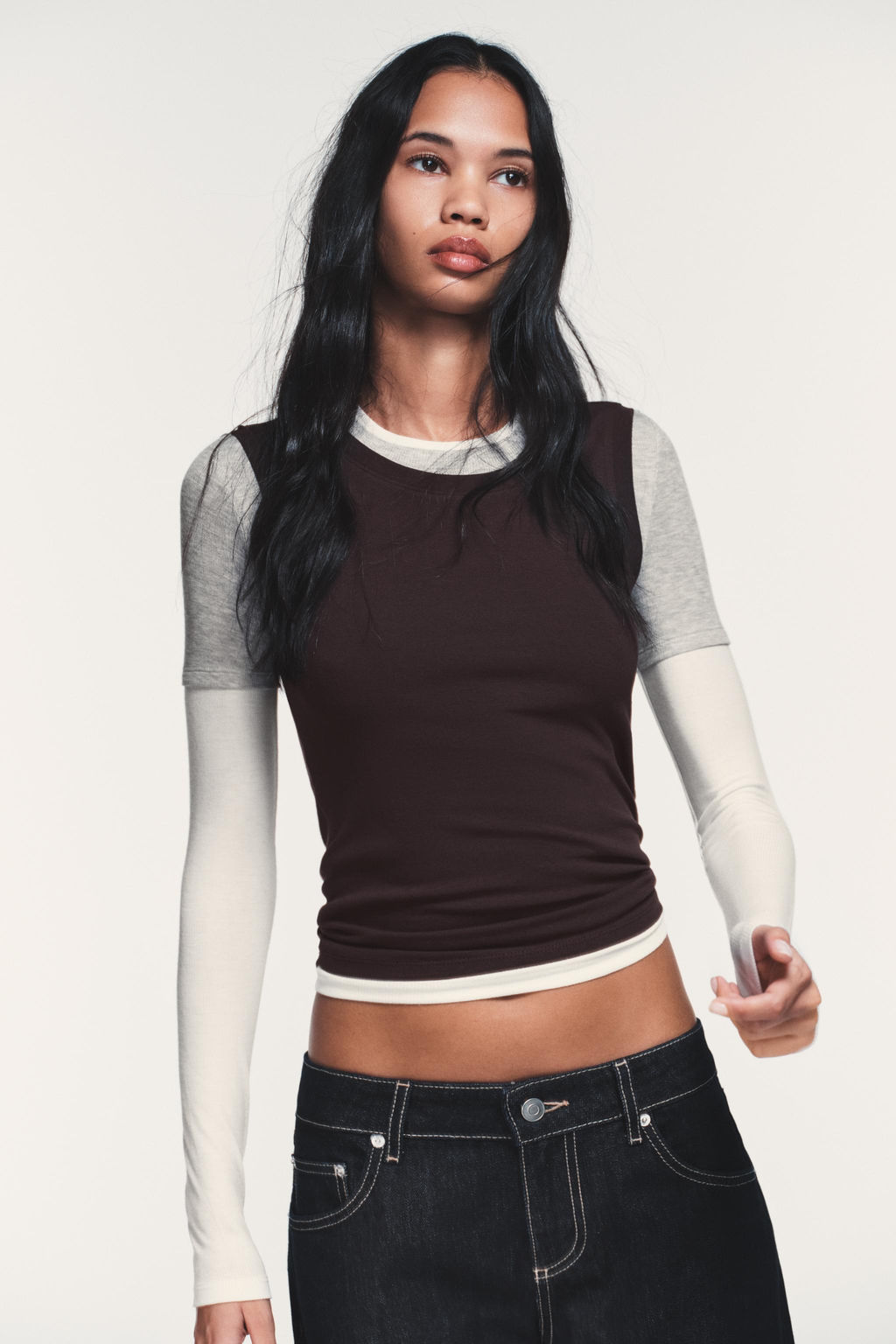 JEANS TRF WIDE LEG TIRO BAJO / Marino oscuro - Zara фото 4
