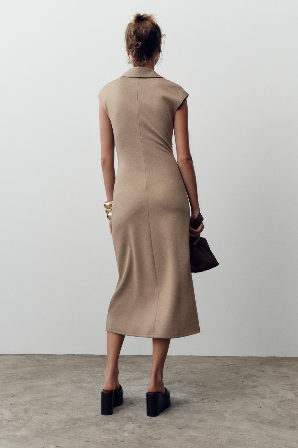 MIDI POLO COLLAR DRESS - Zara фото 12