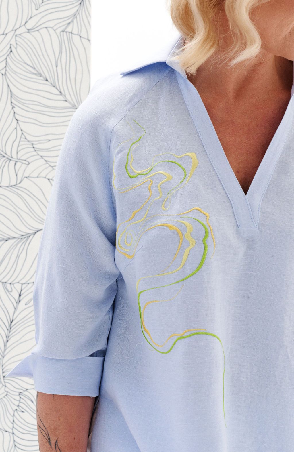 Платье-туника изо льна с вискозой - Elletto фото 4