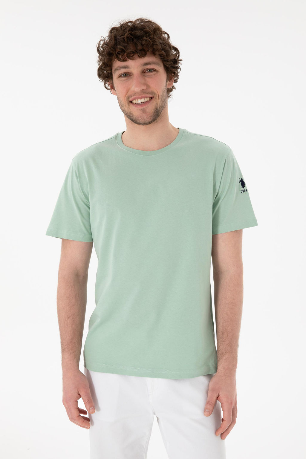 Erkek Regular Fit Bisiklet Yaka Su Ye_ili Basic Ti__rt Sepette S_rpriz _ndirim - U.s. polo assn фото 2