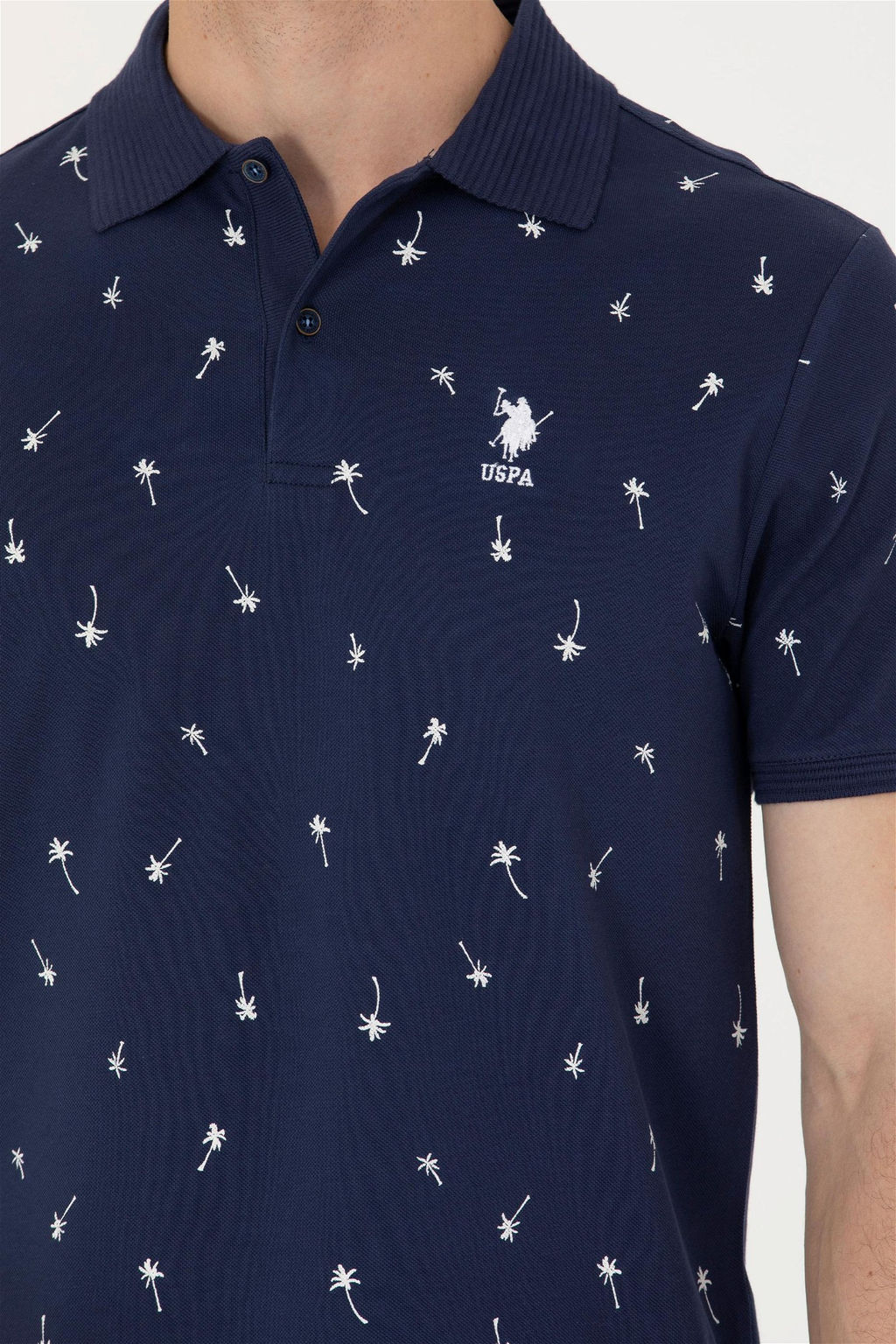 U. S. Polo Assn / Мужская темно-синяя футболка с воротником-поло - U.s. polo assn фото 14