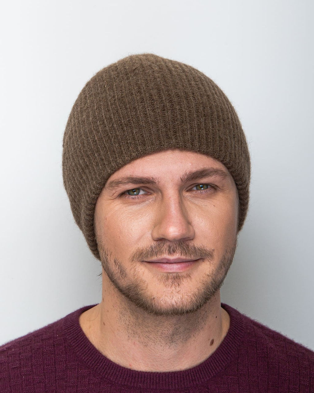 Шапка двойная из пуха яка UL коричневая