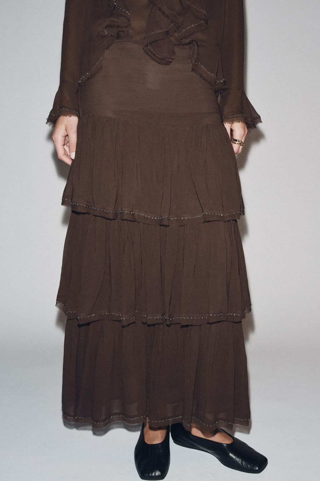 ZW COLLECTION BEADED RUFFLED SKIRT - Zara фото 2