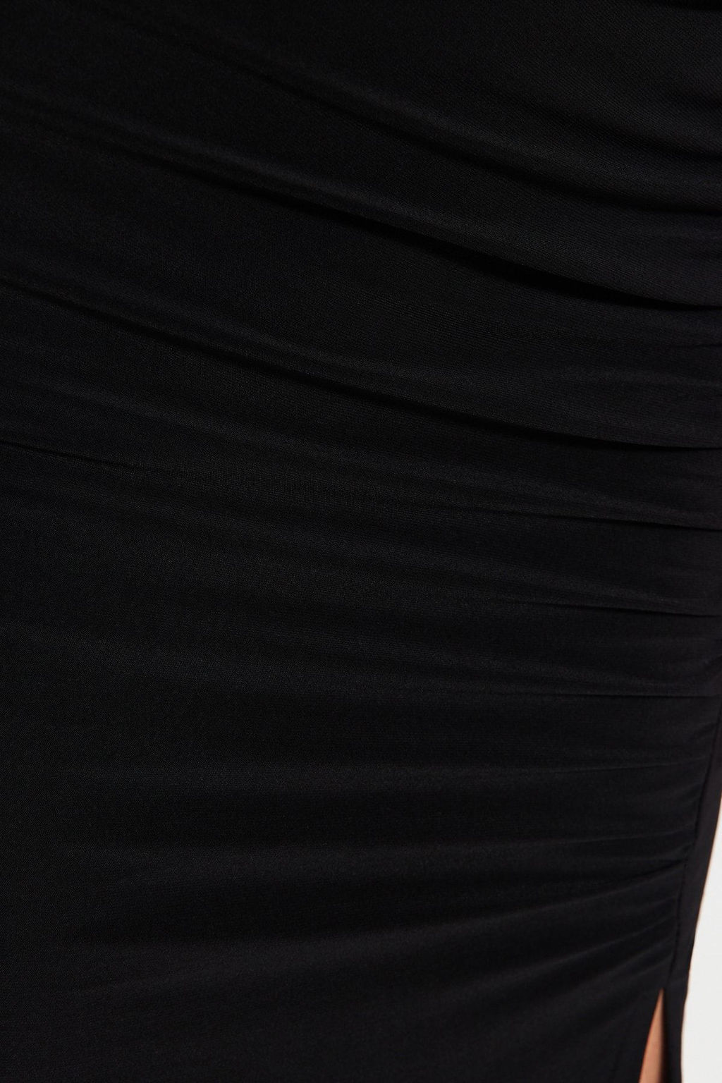 TRENDYOLMILLA Antrasit Duz Drape Detayl? Y?rtmacl? Dik Yaka Fitted/Vucuda Oturan Esnek Orme Elbise TWOAW24EL00134  фото 5