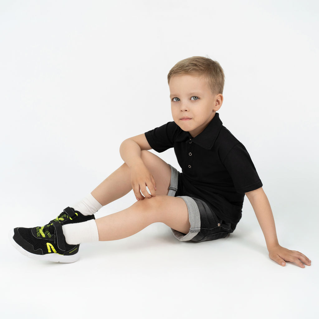 Футболка поло детская черная 659 (140, 72)