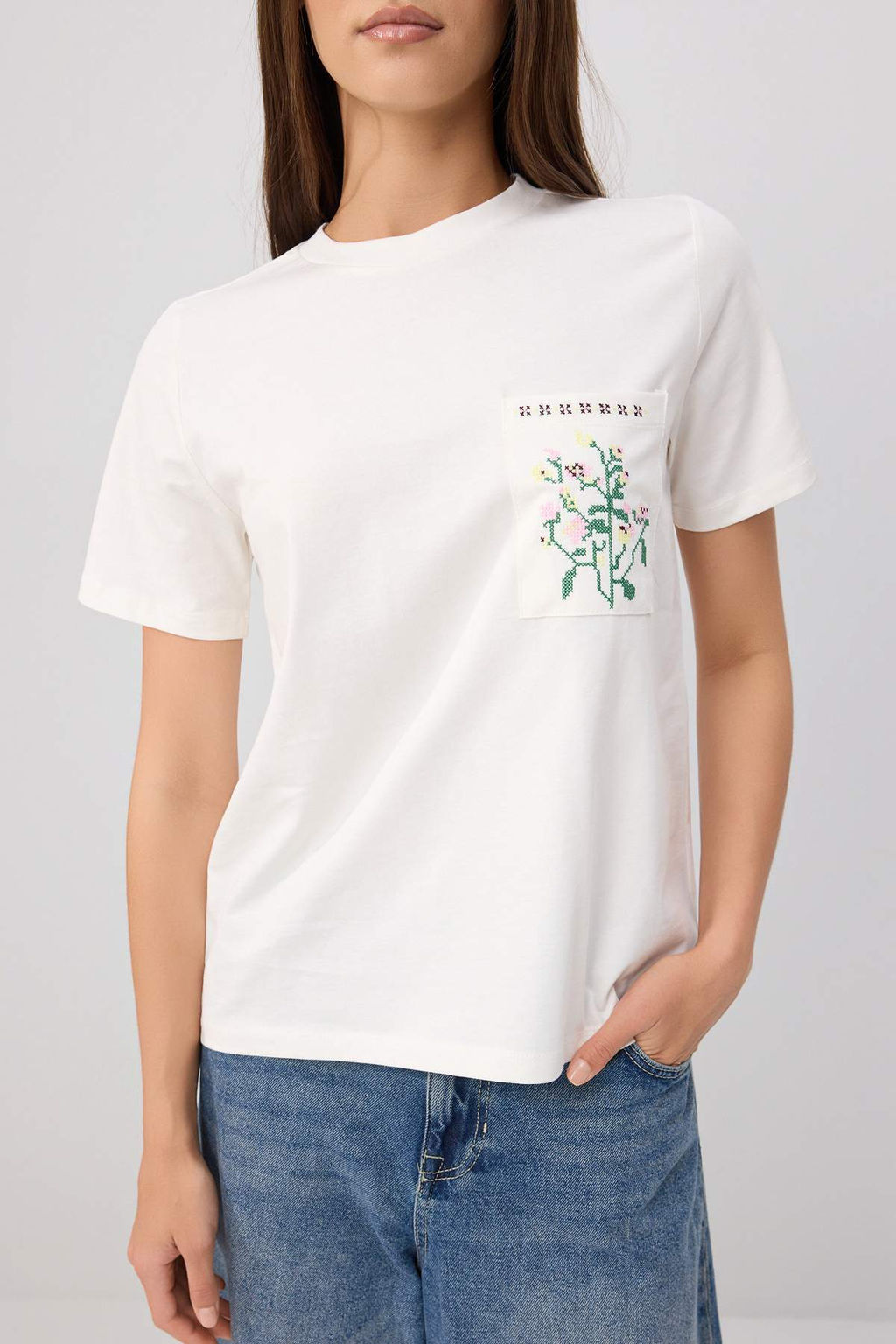 Ekru Nak__l_ Regular/Normal Kal_p %100 Pamuk _rme T-Shirt TWOSS26TS00316 - Trendyolmilla фото 3
