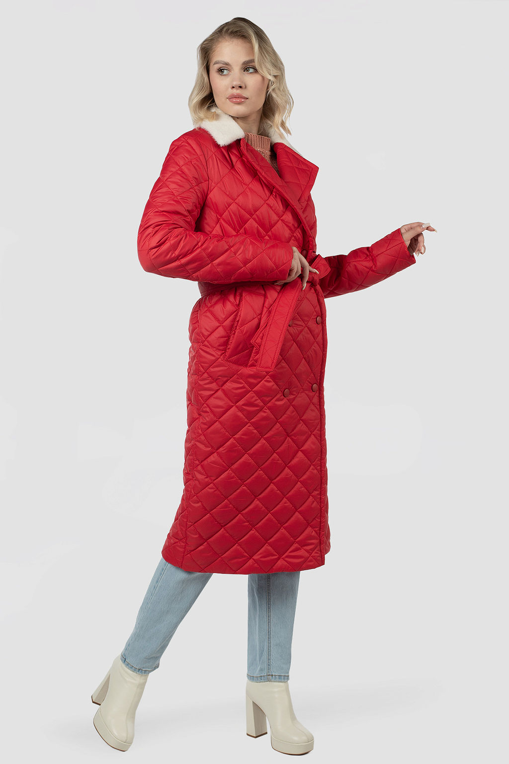 01-12028 Пальто женское демисезонное (пояс) - El podio фото 3