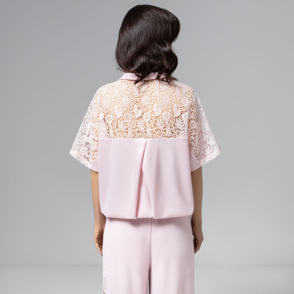 Рубашка комбинированная с кружевом, Стильное дежавю (розовый сон) - Charutti фото 5
