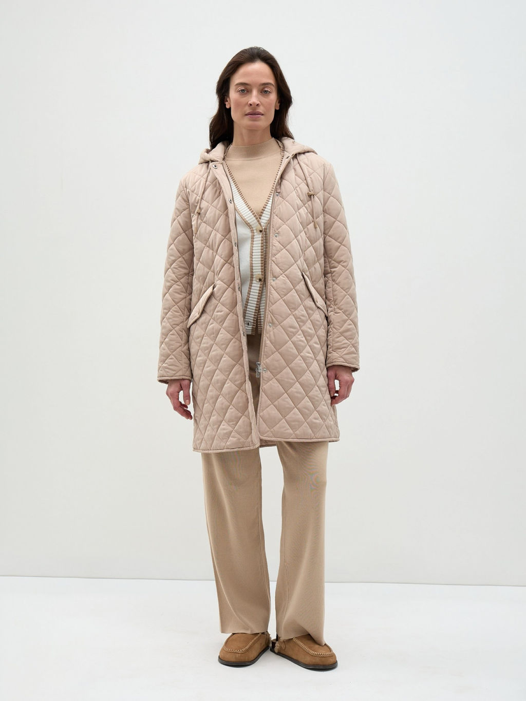 Conso/SM 240104 - light beige Утепленное полупальто