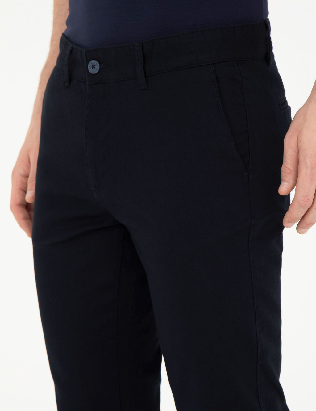 Lacivert Slim Fit Kanvas Pantolon