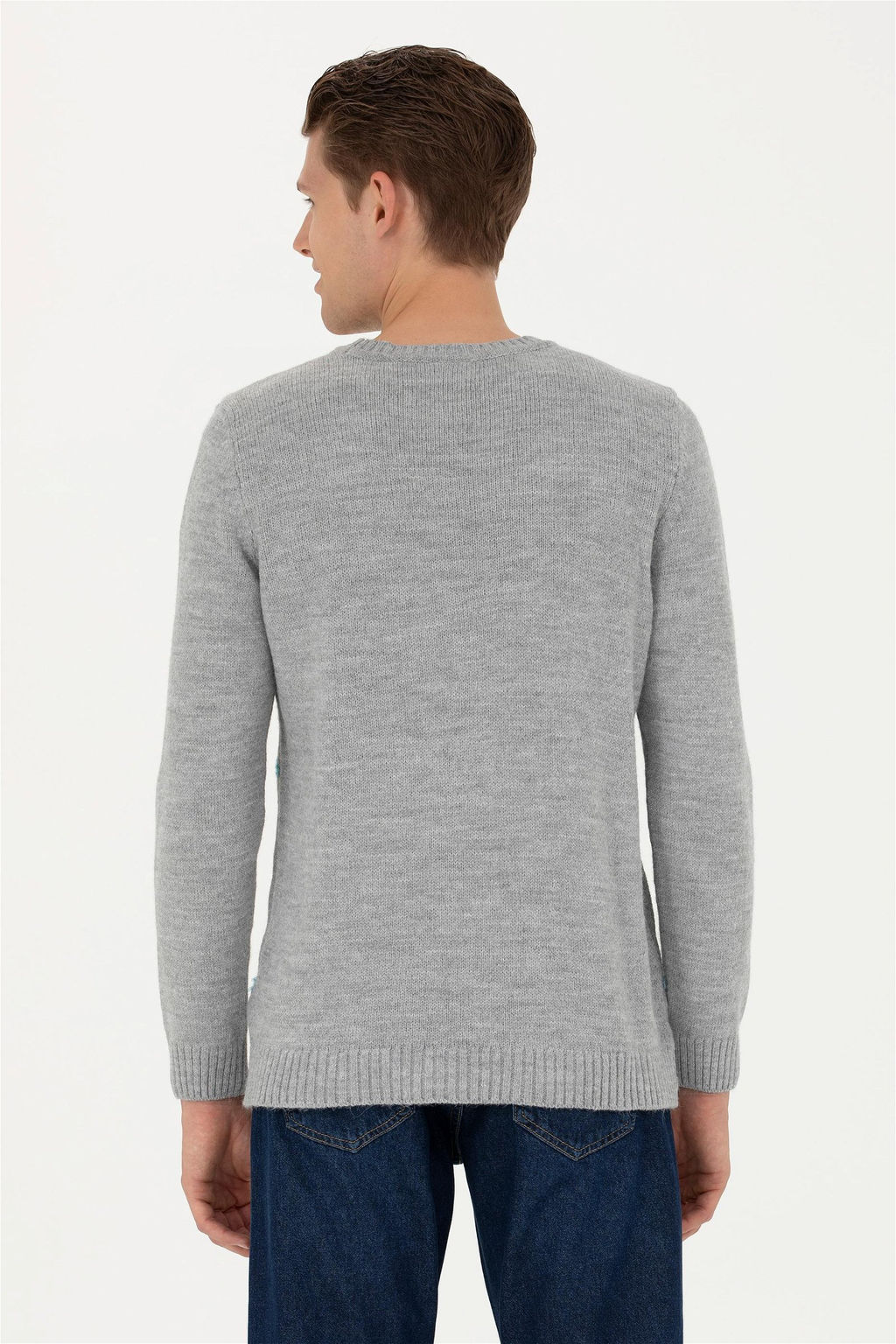 Мужской серый меланжевый свитер - U.s. polo assn фото 5